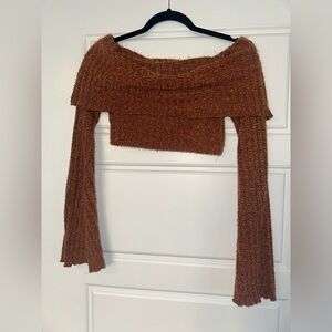 Fuzzy cropped sweater purchased from Urban Outfitters, amber color, size small